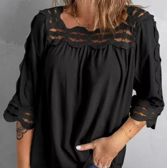 Final price Last one New Crochet trim hollow-out top - Picture 5 of 11